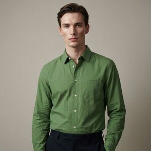 COS Mens Regular Fit Long Sleeve Button Up Shirt Green 100% Cotton Size 39 EUR M